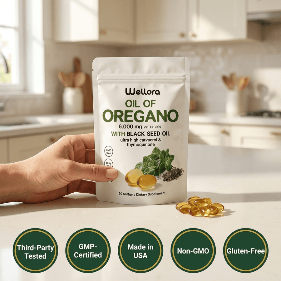 Wellora® Oil of Oregano Softgels - Daily Gut & Immune Defense - 9